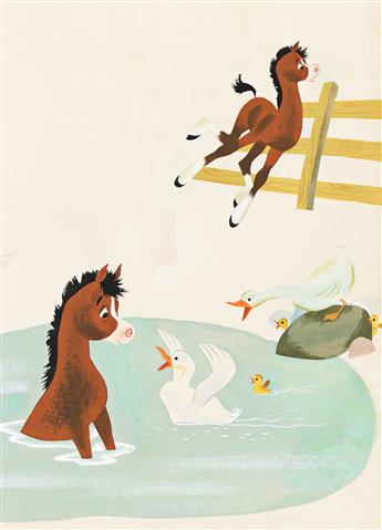 MEL CRAWFORD (1925 - 2015) Casey The Clumsy Colt 2-page spread.